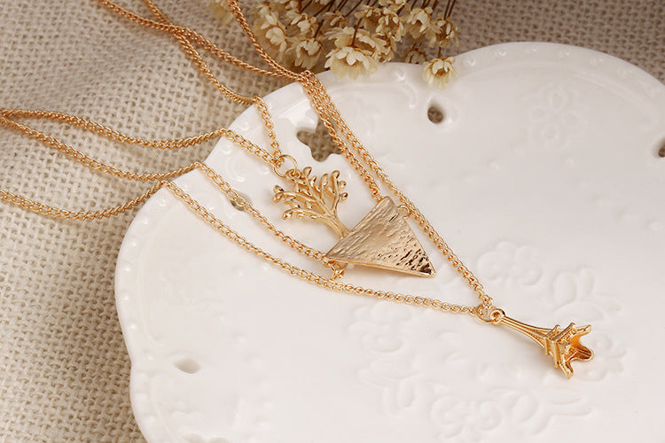 Eiffel Tower Necklace | 3 Layer Chain Necklace | Thalie Bouteek