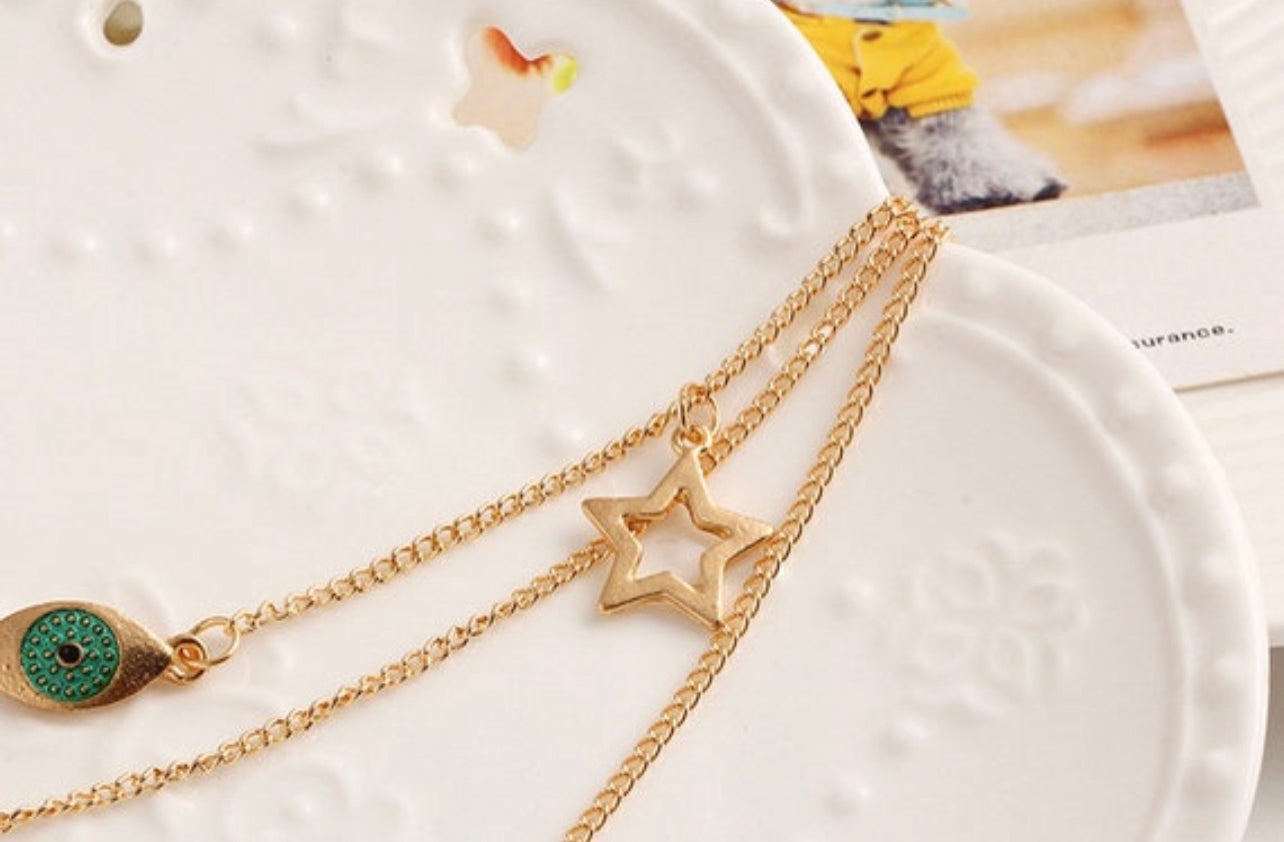 3 Layered Necklace | Starry Eye Necklace | Thalie Bouteek