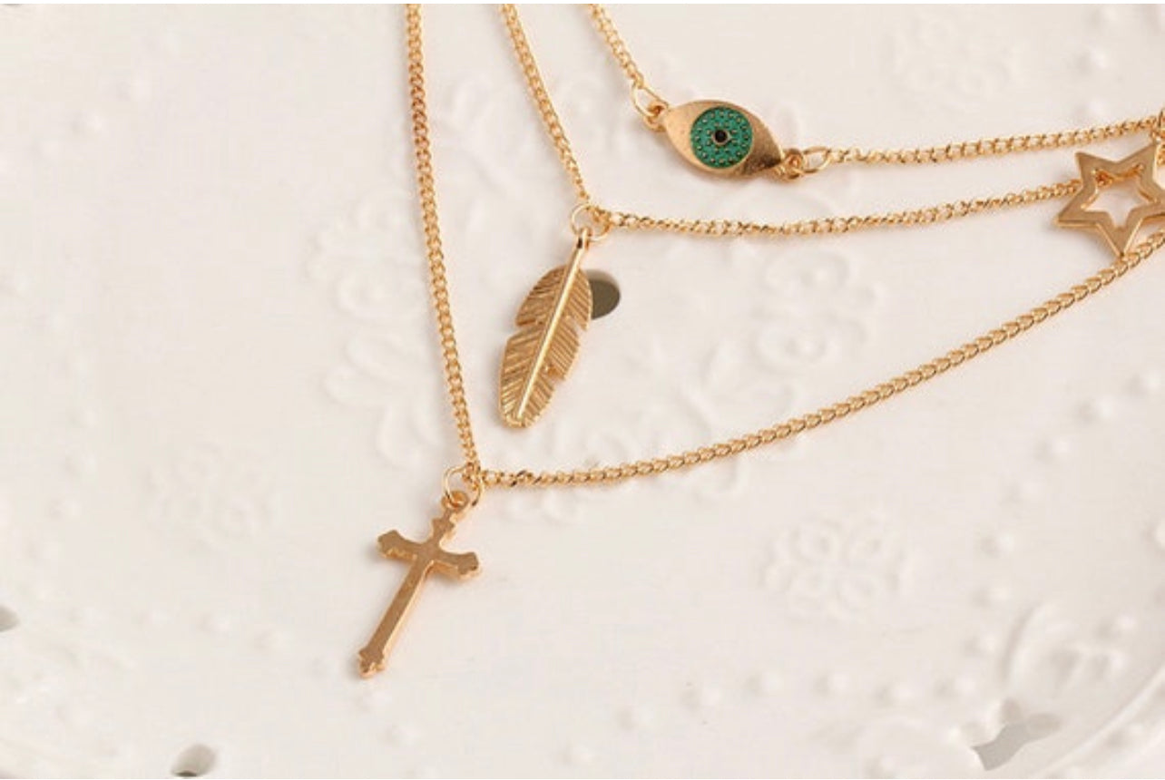 3 Layered Necklace | Starry Eye Necklace | Thalie Bouteek 