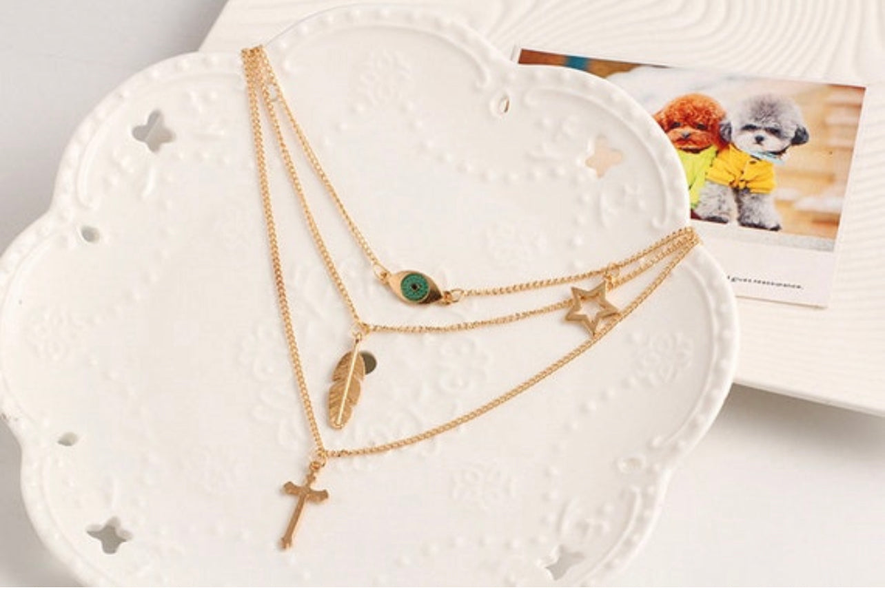 3 Layered Necklace | Starry Eye Necklace | Thalie Bouteek 